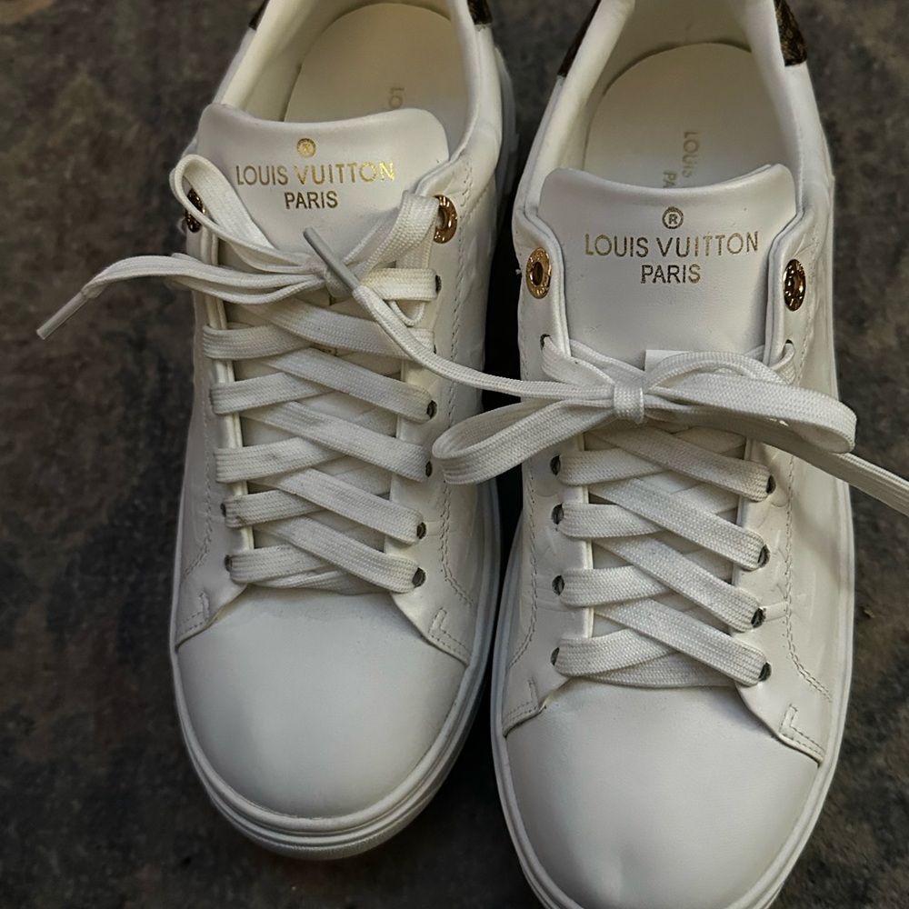 Louis Vuitton Gold-Accented White Sneakers